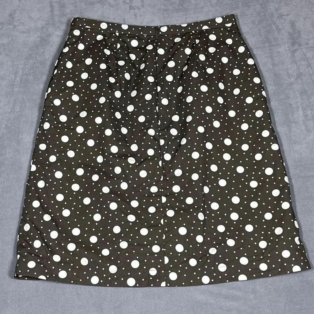 Boden Skirt Brown Size US‎ 4R Brown White Polka Dot Knee Length Pockets Lined